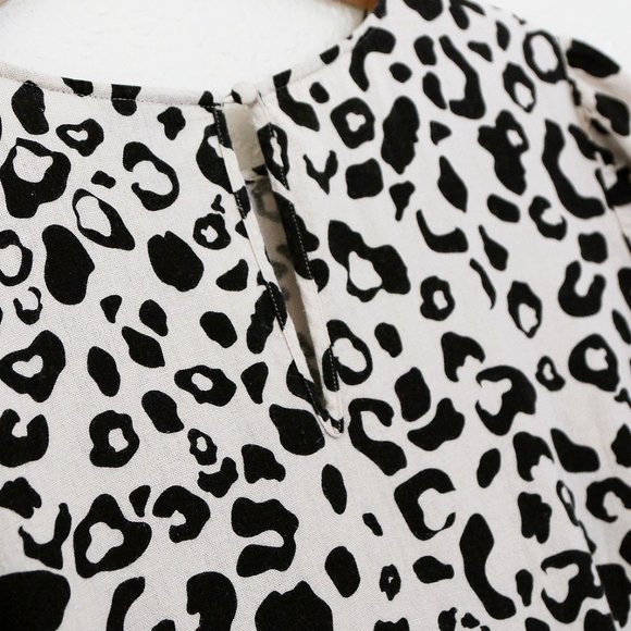 Who What Wear Linen Blend Leopard Animal Flutter Sleeves Tiered Midi Dress XXL - Picture 11 of 16
